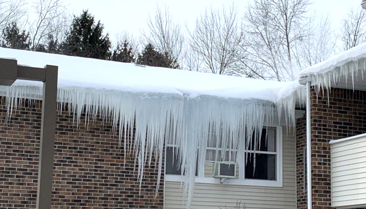 Ice dam on commercial roof